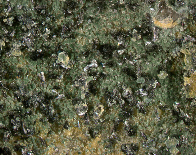 Detail of green and black crystals.
