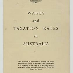 Leaflet - Wages and Taxation Rates in Australia, 1962