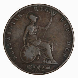 Coin - Halfpenny, Queen Victoria, Great Britain, 1845 (Reverse)