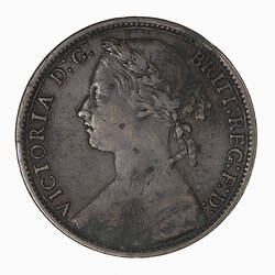 Coin - Penny, Queen Victoria, Great Britain, 1875 (Obverse)