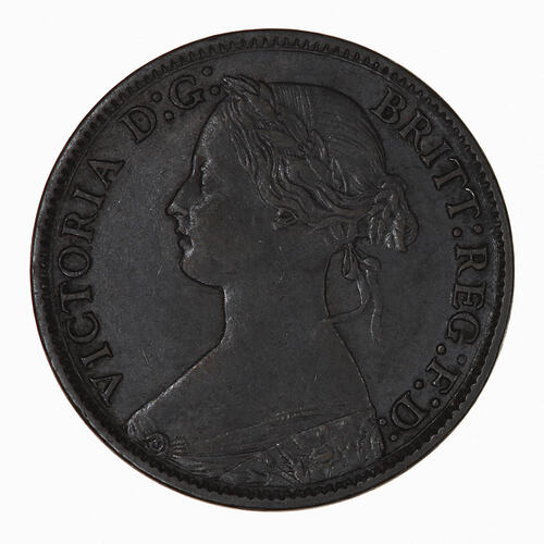 Coin - Farthing, Queen Victoria, Great Britain, 1873 (Obverse)
