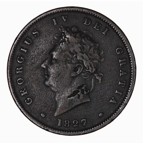 Coin - Penny, George IV, Great Britain, 1827 (Obverse)