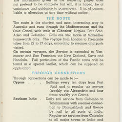 Booklet - Orient Line to Australia, Information for Passengers