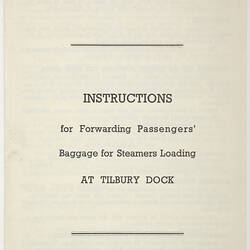 Leaflet - Instructions for Forwarding Passengers' Baggage