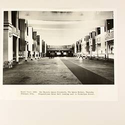 Photograph - Great Hall Decorations, Royal Visit, Exhibition Building, Melbourne, 27 Feb 1958