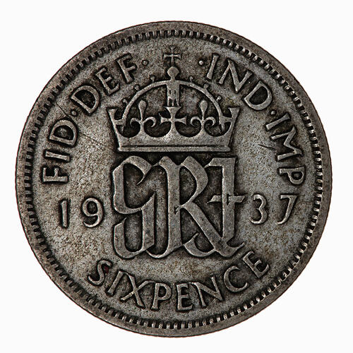 Coin - Sixpence, George VI, Great Britain, 1937 (Reverse)