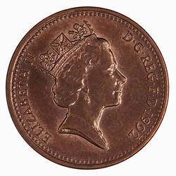 Coin - 1 Penny, Elizabeth II, Great Britain, 1992 (Obverse)