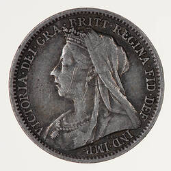 Coin - Threepence, Queen Victoria, Great Britain, 1900 (Obverse)