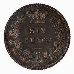 Proof Coin - Sixpence, Queen Victoria, Great Britain, 1880 (Reverse)