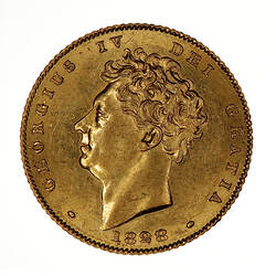 Coin - Half-Sovereign, George IV, Great Britain, 1828 (Obverse)