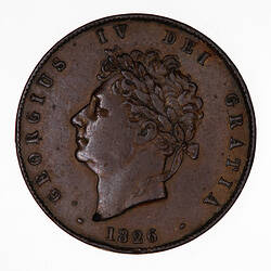 Coin - Halfpenny, George IV, Great Britain, 1826 (Obverse)