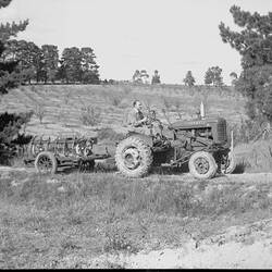 Negative - International Harvester, Demonstration Run, Farmall A Tractor & Trailer, A.J. Elder's Orchard Property, Doncaster, 1941