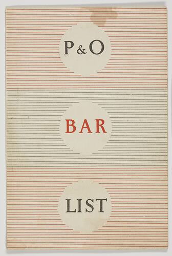 Leaflet - Bar List, P&O Lines