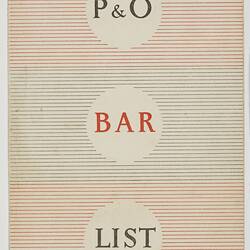 Leaflet - Bar List, P&O Lines