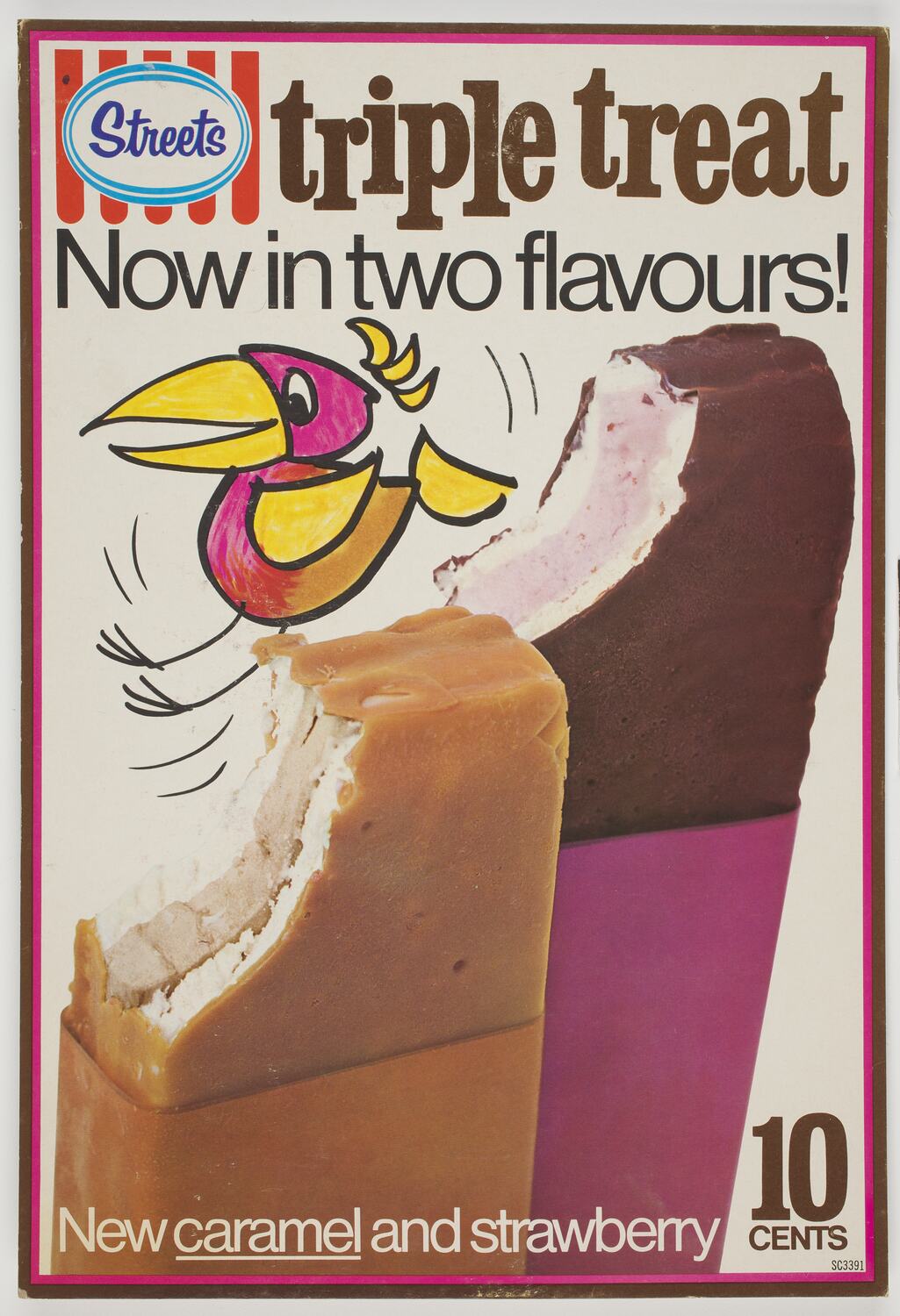 Sign - Streets 'Triple Treat' Ice Cream, circa 1970