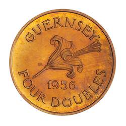 Proof Coin - 4 Doubles, Guernsey, Channel Islands, 1956
