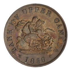 Token - 1/2 Penny, Bank of Upper Canada, Upper Canada, Canada, 1850