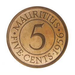 Proof Coin - 5 Cents, Mauritius, 1956