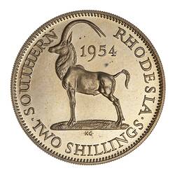 Proof Coin - 2 Shillings, Southern Rhodesia, 1954