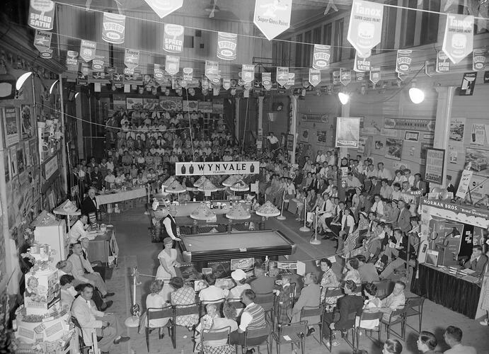 Billiard Show, Better Food Exhibition, Exhibition Building, Carlton, Victoria, circa 1956