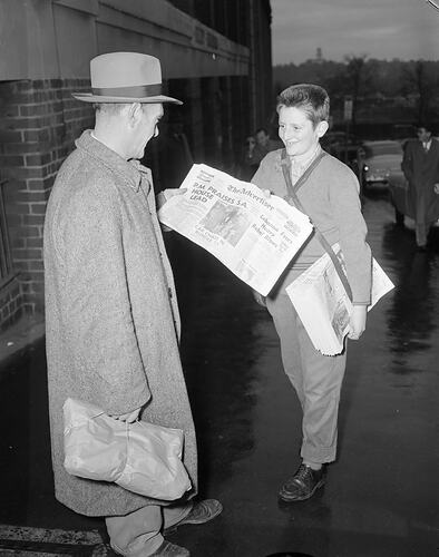 Negative - The Advertiser, Newspaper Boy, Adelaide, South Australia, 25 Jun 1958