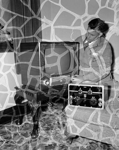 Radio Corporation Ltd, Man Installing an Astor Television Set, Melbourne, Victoria, 1956