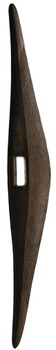 Wooden, wedge-shaped shield.