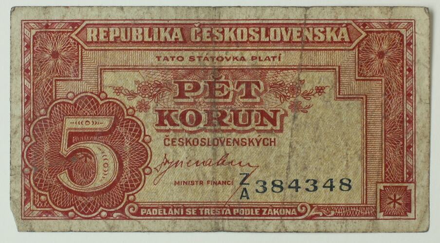 Paper Currency - 5 Korun