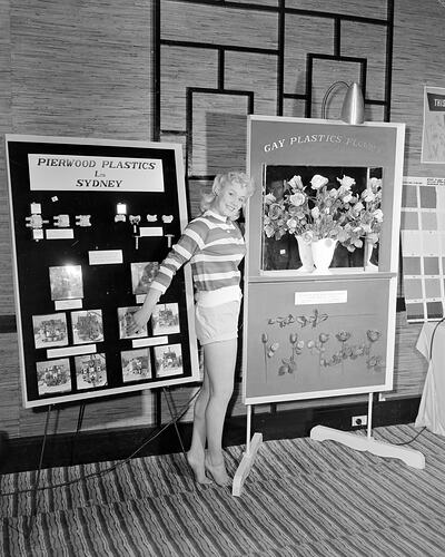 Pierwood Plastics Ltd Displays at the Plastics Industry Awards, Melbourne, Victoria, Oct 1958