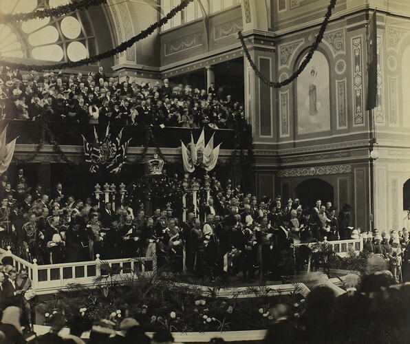 Photograph - Federation Celebrations, 'Opening of the First Parliament of the Commonwealth', Exhibition Building, Melbourne, 1901