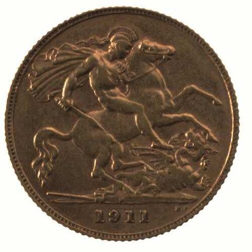 Coin - Half Sovereign, Western Australia, Australia, 1911, photographed by Museums Victoria