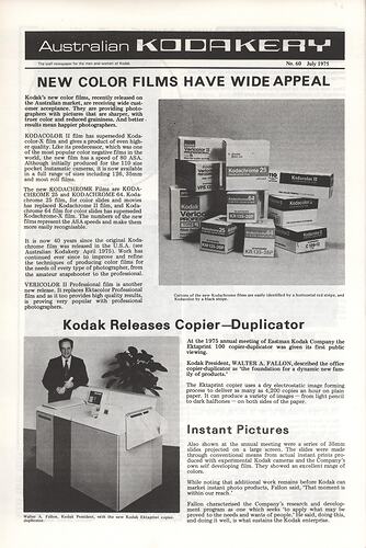 Newsletter - 'Australian Kodakery', No 60, July 1975