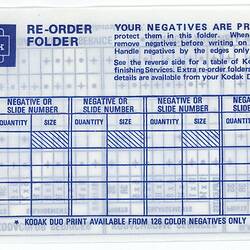Envelope - Kodak Australasia Pty Ltd, Re-Order Envelope, 1960-1980