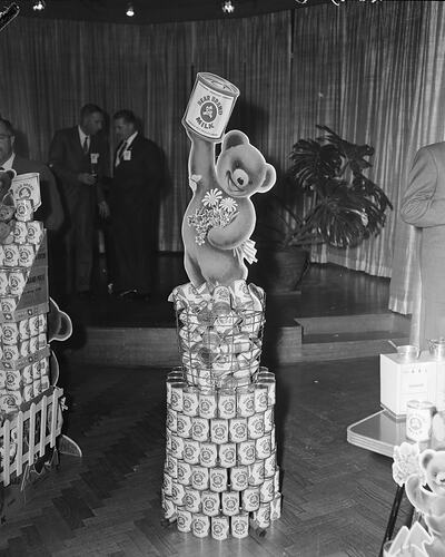 Tongala Milk Products, Bear Brand Milk Display, Chevron Hotel, Melbourne, Victoria, 14 Sep 1959