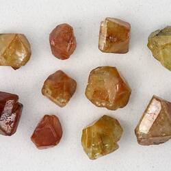 Orange-brown uncut crystals.