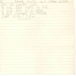 Document - Rhonda Hunter, to Dorothy Howard, Transcription of Rope Skipping Rhyme, 1955