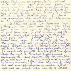 Document - Unidentified Author, Addressed to Dorothy Howard, Description of the Game 'I went to Paris', 1954-1955