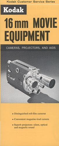 Leaflet cover with photograph of camera.