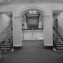 Completed stairway between Barry Hall and Monash Hall, Science Museum, Melbourne, 1975