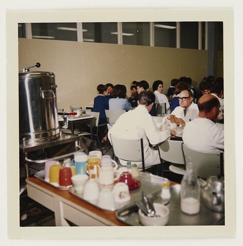Slide 298, 'Extra Prints of Coburg Lecture', Workers in Canteen, Kodak Factory, Coburg, circa 1960s