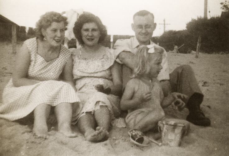 Leech Family at Beach, Melbourne, circa 1954