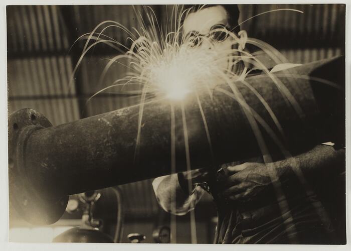Kodak Australasia Pty Ltd, Jim Myers Welding Pipe, Abbotsford, Victoria, 1930s