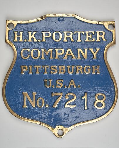 Locomotive Builders Plate - H.K. Porter Co., Pittsburg, USA, circa 1926-1943