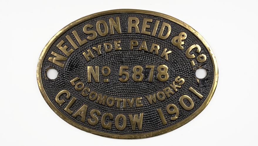 Locomotive Builders Plate - Neilson Reid & Co., 1901