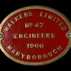Locomotive Builders Plate - Walkers Ltd, 1900