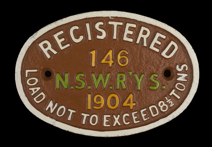 Wagon Plate - NSW Government Railways, 1904