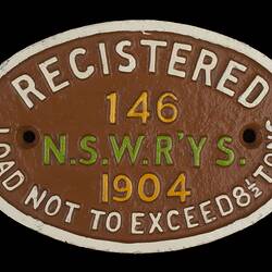 Rollingstock Plate - New South Wales Railways, 1904
