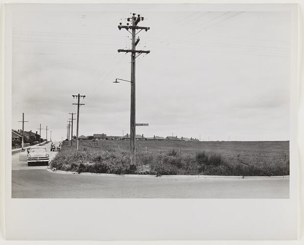 Kodak Australasia Pty Ltd, View from South East Corner of Kodak Factory Site with Electricity Poles, Coburg, circa 1956