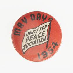 Badge - May Day Unite for Peace Socialism, circa 1954