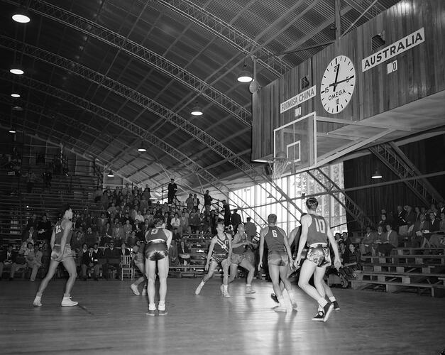 Men's Basketball, Formosa China Versus Australia, Olympic Games, Exhibition Building Annexe, Carlton, Victoria, Nov 1956